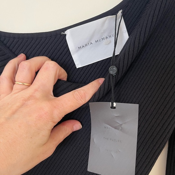 Maria McManus Black One-Shoulder Ribbed Top M - Picture 3 of 5